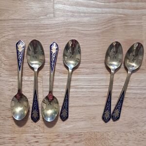 Vintage 1950-1070's Blue and Gold Spoon Set-Bangkok